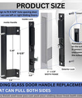 Heavy Duty Sliding Glass Door Handle Set 6 5/8 Inches Black Zinc Finish With Ergonomic Grip, Rust Resistant, Reversible Installation