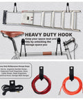 4 Pack Garage Hooks Wall Mount Storage Hangers With 2 Extension Cord Straps Heavy Duty Seven Point Five Inch Long Utility Organizer