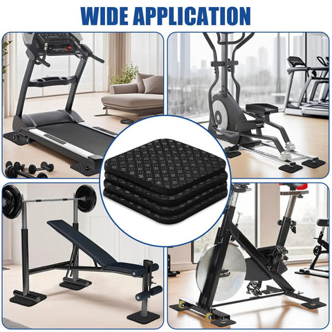 4 Pack Double Sided Non Slip Silicone Exercise Mat For Bike Treadmill And Walking Pad Anti Vibration Floor Protector For Home Gym Lightweight Keeps Equipment Stable And Floors Safe