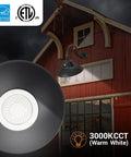 2 Pack 14 Inch Black Gooseneck Barn Light LED Fixture For Indoor And Outdoor Use With Photocell Swivel Head 42W 3800 Lumens