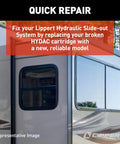 Side view of RV featuring hydraulic slide-out system compatibility with HYDAC Cartridge Valve Assembly And 12-Volt Spade-Style Coil Replacement Kit