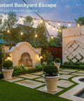 200Ft LED Outdoor String Lights With Remote Dimming Timer And 3 Lighting Modes 64 Shatterproof Edison Bulbs above elegant patio