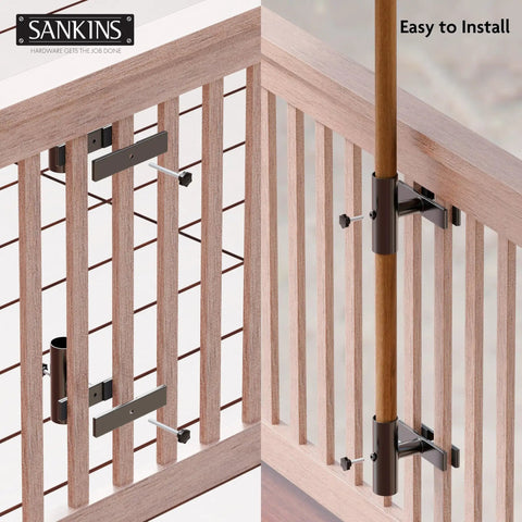 Heavy Duty Patio Umbrella Holder For Deck Railing Adjustable Clamp Mount Base with installation on balcony rail