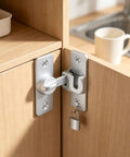 Close-up of Two Pack Aluminum Barn Door Lock Hasp With Built In Padlock Hole Rust Resistant Gate Latch For Outdoor Sheds And Garages.