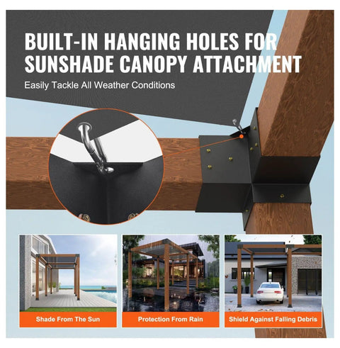 Heavy Duty Pergola Bracket Kit 6x6 Four Corner Brackets And 3 Way Post Base with canopy attachment option
