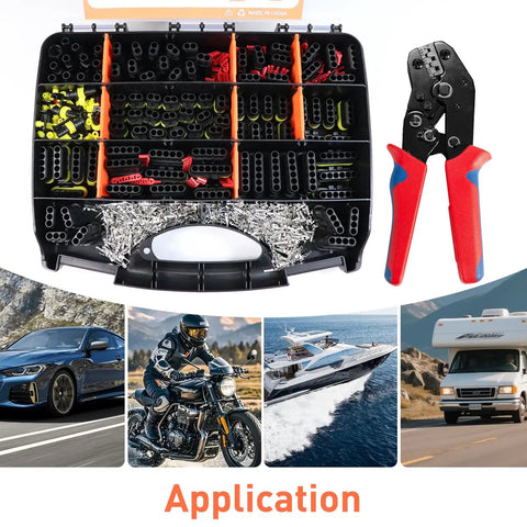 Waterproof Automotive Electrical Connector Kit With 63 Sets 1/2/3/4/5/6 Pin Sealed Wiring Harness Connectors and crimp pliers