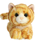 Real Deal Mini Flopsie Ginger Cat Eight Inch Stuffed Animal Plush with vibrant stripes, perfect for lounging or relaxing.