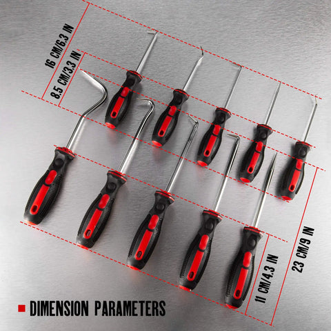 10 Piece Automotive And Electronics Pick And Hook Set, Pro Grade Tool Kit With 90 Degree Hooks, Large And Small Full Hooks