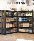 Heavy Duty 72 Inch Garage Shelving Unit With 2,500 Lbs Capacity, 5 Adjustable Tiers, Metal Storage Racks For Workshop, Basement And Home Office, Durable Steel Construction, Easy Assembly, Max 500 Lbs Per Shelf in black steel, 72 in tall