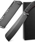 Rugged Fixed Blade Knife With DC53 DLC Coated Nine Point Eight Four Inch Blade Carbon Fiber Handle Full Tang Build Includes Sheath