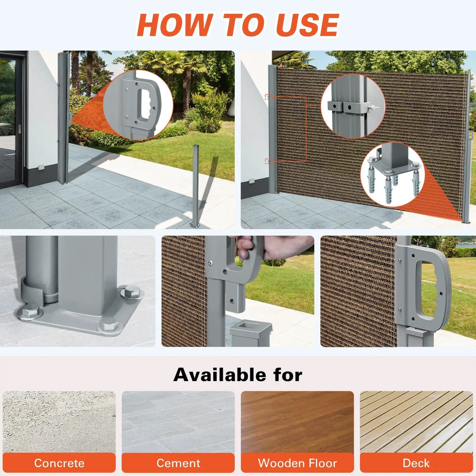 71 Inch Retractable Awning - Privacy & Shade ✓