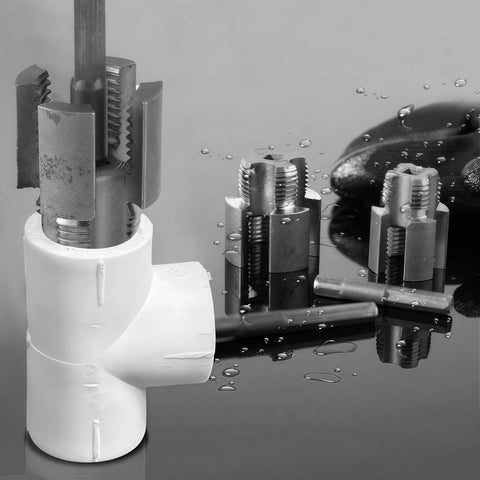 Dual Function Pipe Threading Tool For Half Inch And Three Quarter Inch Water Pipes With Integrated Internal And External Threading Heads