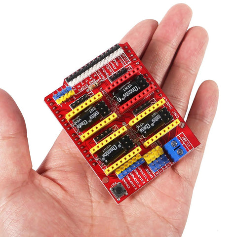 3D Printer CNC Shield V3 Engraver Expansion Board With 4x A4988 Driver Modules held in hand