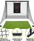 10x7ft Golf Simulator Enclosure Net With Side Barriers, low noise silk target, green mat, and stability features