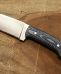 Blue And White Micarta Handle D2 Tool Steel Tactical Knife For Hunting And Camping EDC With Full Tang Blade On Wood