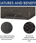 Polynib Indoor Entryway Mat 3 X 6 Feet Charcoal with features of vinyl backing and needle-punched yarn, highlighting benefits.