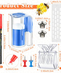 Beekeeping Starter Kit 11 Piece Queen Bee Marking Set with size details of pens, clips, bottles, and tools.