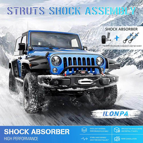 Dodge Grand Caravan Front Struts And Sway Bar Links Kit For 2008 To 2019 Not For RT Or GT Models And Not Compatible With Nivomat Rear Suspension Easy Installation Durable Front Suspension Upgrade For Smooth Ride And Tight Handling. blue shock absorber illustration