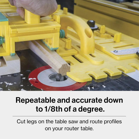 Slick Microdial Tapering Jig For Hella Precise Table Saw And Band Saw Angles With Smooth Adjustments for accurate cuts on a router table.