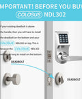 Diagram of Smart Door Lock With Keyless Entry, PIN Pad, RFID Card Access, Remote Control, And Physical Key Backup NDL302 installation