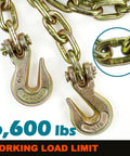 Heavy Duty Tow Chain Tie Down 3 By 8 Inch By 10 Foot G70 Binder Chain With Hooks For Fixed Cargo Stability 2 Pack Zinc Coated