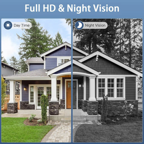Comparison of day and night vision using Wireless WiFi Video Doorbell Camera With Chime And 2 Way Audio PIR Human Detection.