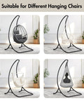 Heavy Duty Hammock Chair Swing Stand Outdoor Frame Holds Up To 400 Lbs Black Sturdy Triangle Design All Weather Powder Coated Steel