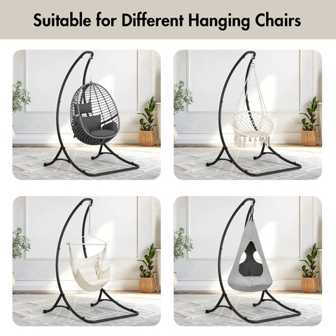 Heavy Duty Hammock Chair Swing Stand Outdoor Frame Holds Up To 400 Lbs Black Sturdy Triangle Design All Weather Powder Coated Steel