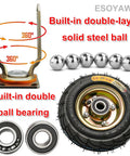 Heavy Duty 8 Inch And 10 Inch Pneumatic Rubber Caster Wheel Set Of 4 Slick Rollin Swivel Casters With Integrated Brakes showing ball bearings and wheels.