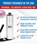 Industrial Strength Stretch Film Dispenser Pallet Wrapper With Extended Handle For 14 To 20 Inch Rolls Back Saver Tension Knob Adjust On Wrap Handle Easy Grip Packaging Tool For Pro Shippers.