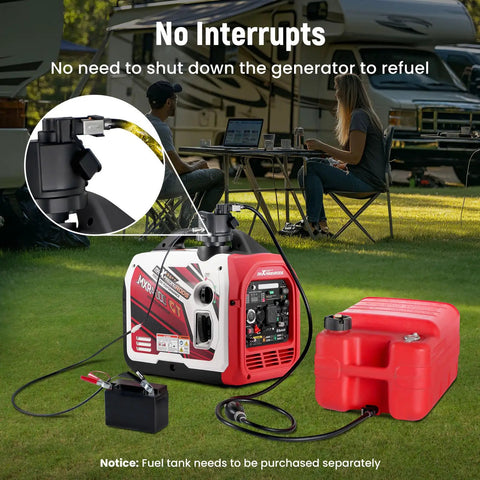 12V DC Gasoline Fuel Pump With Auto Sensor For Generators connected to external tank with people camping