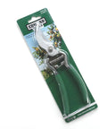 Classic Cut Bypass Pruners With Heavy Duty Forged Carbon Steel Blades on packaging with green non-slip grip handle