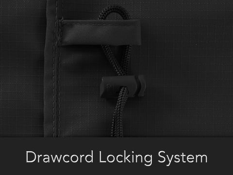 Close-up of auto-locking drawcord on Built Tough Bird Bath Cover with Weather Resistant Ripstop 600D Polyester.