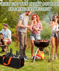 237 Pcs Griddle Accessories Kit For Flat Top Grills with tools in bag at outdoor BBQ with people grilling