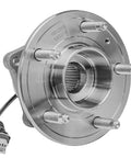 Front view of 4 Piece Front And Rear Wheel Bearing Hubs Assembly With ABS For Chevy Equinox Captiva Sport Pontiac Torrent Saturn Vue Suzuki XL7 2007 To 2015 5 Lug Kit Ready To Roll, showing metallic hub and ABS sensor connector.