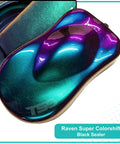 Raven Super ColorShift Automotive Basecoat Midcoat in vibrant purple and teal shades for high gloss finish.