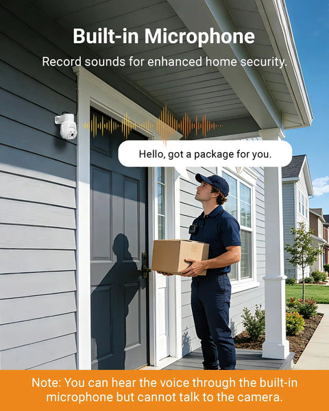 Ace Out Tighter Site Watch With This Wired Pan Tilt Security Camera designed for home delivery tracking with a built-in microphone.
