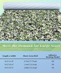 Self-Adhesive EVA Foam Boat Flooring With Faux Teak Look Non Slip Marine Decking For Kayaks Yachts Pools And RVs Built To Last Heat And UV Resistant 3M Adhesive Backing Cushioned Sea Deck showing camouflage pattern and size chart
