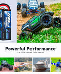 2 Pack 2S 7200mAh 7.4V 120C LiPo Battery Hard Case EC5 Connector shown with RC cars, airplanes, boats, and helicopters.