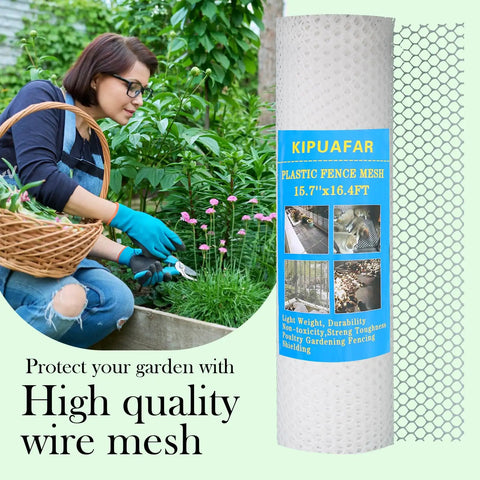 Heavy Duty Pet Barrier Net Fence For Cats Dogs Rabbits And Chickens 15.7 Inch By 16.4 Foot White ABS Plastic Mesh