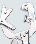 10 inch locking welding pipe pliers with adjustable V clamp jaws.