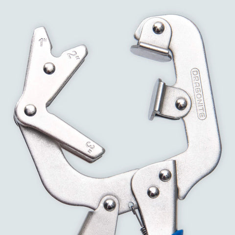 10 inch locking welding pipe pliers with adjustable V clamp jaws.
