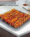 Air Fryer Crisper Basket And Tray Set With Grease Catcher For Oil Free Even Cooking Nonstick Finish Healthier Frying 9x10 Inch Gray