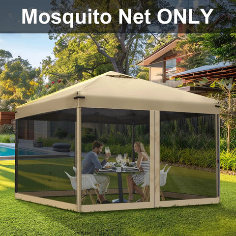 Replacement Mosquito Netting For 10x10 Pop Up Canopy Gazebo Mesh Sidewalls For Patio Backyard Camping And Outdoor Use Net Only Frame Not Included Beige