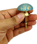 Sky Blue Brass Door Knobs Set Of 6 38mm Handcrafted Drawer Pulls And Cabinet Knobs For Cabinets Wardrobes And Kitchen Cupboards Includes Screws For Easy Install, hand-held