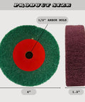 Side view and front view of Three Pack 4 Inch Bench Grinder Polishing Wheels Set with 1/2 inch arbor and 1.2 inch thickness.