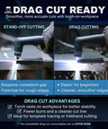Apex LTP5600CD Plasma Cutter With Built In Air demonstrating drag cutting technique with advantages and usage instructions.