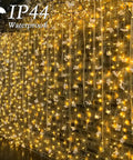 200 LED Curtain String Lights 9.8 By 6.6 Feet Plug In Fairy Lights With Timer 8 Modes Waterproof For Bedroom Decor.