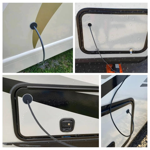 RV Cable Passthrough Grommet For Starlink Mini And RVs Water Resistant Ethernet Coax Pass Through installed on RV wall