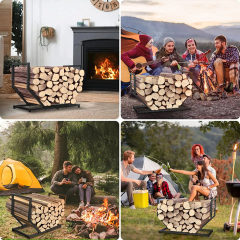 Built Tough Dope Firewood Rack For Indoor And Outdoor Use 31 Inch Log Holder by a fireplace and camping settings